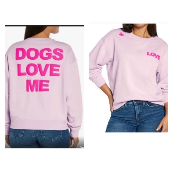 Wildfox light purple‎ lilac “Dogs Love Me” Graphic print Crewneck Sweatshirt - Picture 1 of 7
